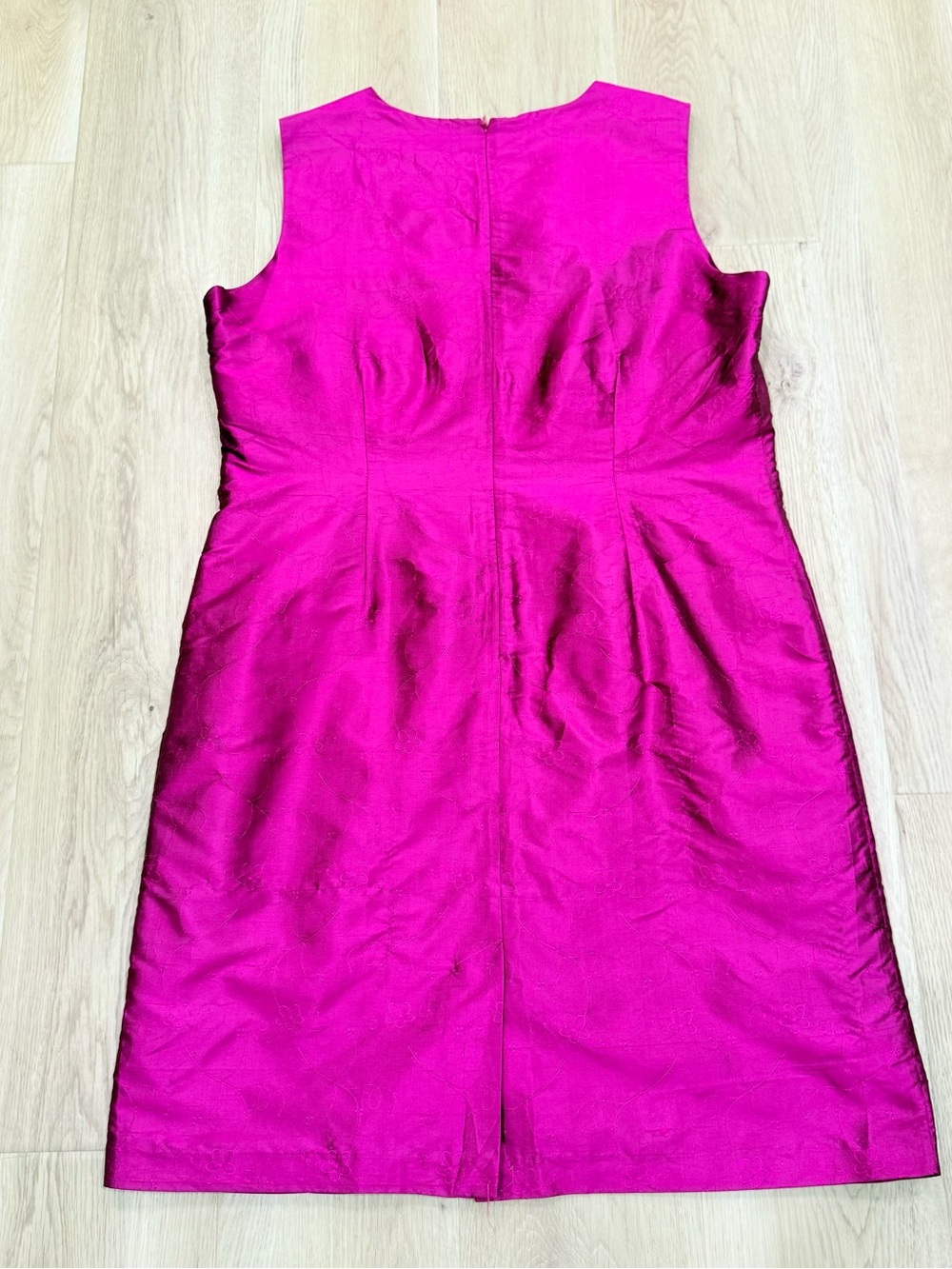 Fuchsia Silk Embroidered Dress Floral Cocktail Wedding Guest Dress Size 18 - Picture 10 of 10